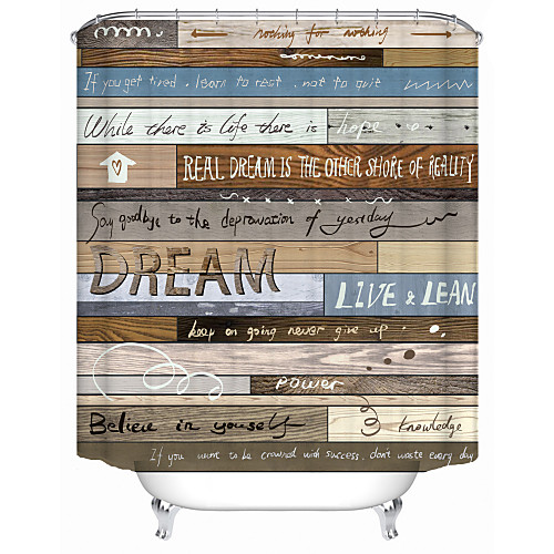 

Dream Old Wooden Board Shower Curtains & Hooks Modern Polyester New Design