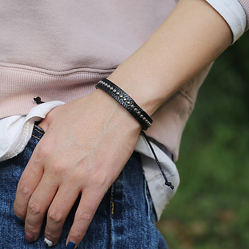 

Couple's Vintage Bracelet Loom Bracelet Braided Vintage Theme Holiday Punk Casual / Sporty Leather Bracelet Jewelry Black For Gift Formal Date Birthday Festival