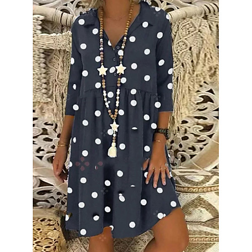 

Women's A-Line Dress Knee Length Dress - 3/4 Length Sleeve Polka Dot Summer Casual Daily 2020 Black M L XL XXL XXXL