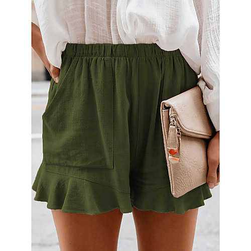 

Women's Basic Daily Loose Shorts Pants - Solid Colored Black Red Army Green S / M / L