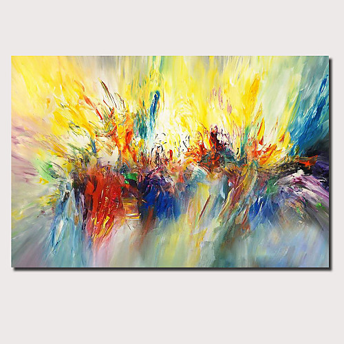 

Oil Painting Hand Painted Horizontal Panoramic Abstract Floral / Botanical Comtemporary Modern Stretched Canvas