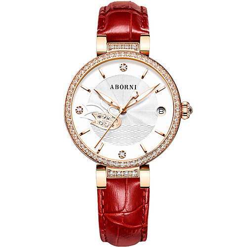 

Women's Mechanical Watch Elegant Fashion Genuine Leather Automatic self-winding White Red Blushing Pink Water Resistant / Waterproof Adorable Analog