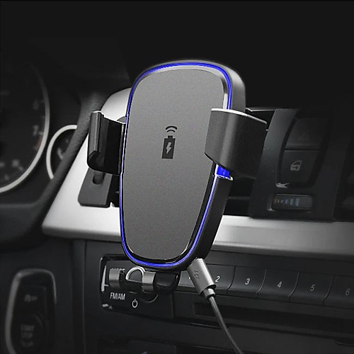 

360 Degree Rotation Qi Car Air Vent Wireless Phone Charger Holder Black ABS Stand Mount for IPhone X