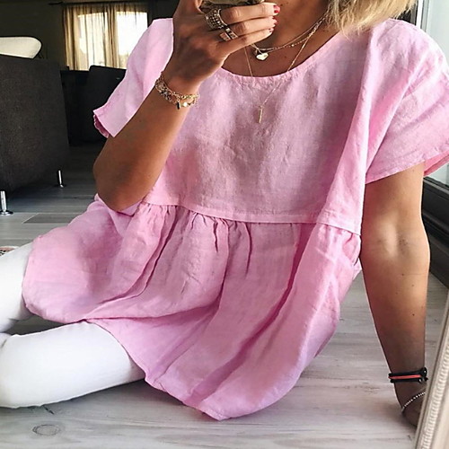 

Women's Solid Colored Blouse Daily Yellow / Blushing Pink / Green / Light Blue