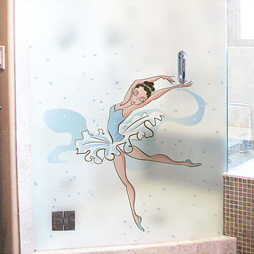 

Cartoon Dancing Girl Pattern Matte Window Sticker Bathroom Kitchen Kids Room Shop Living Room Bedroom Balcony Window Film 6058cm