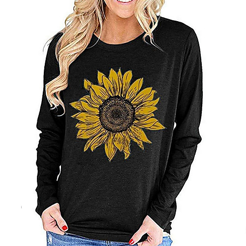 

Women's Sweatshirt Floral Basic Black Blue Red Yellow Gray S M L XL XXL XXXL