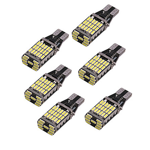 

6pcs Super Bright T10 12v 45 SMD LED 4014 Car Auto Canbus No ERROR free Reverse Light Reversing Lighting Back up Lamp white