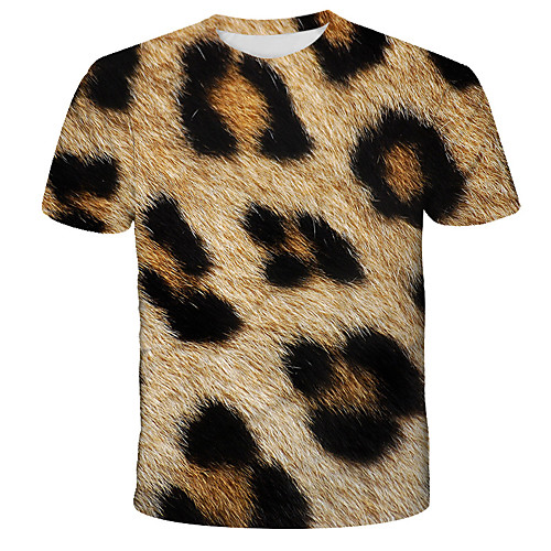 

Men's T shirt Graphic Leopard Print Short Sleeve Daily Tops Streetwear Exaggerated Rainbow