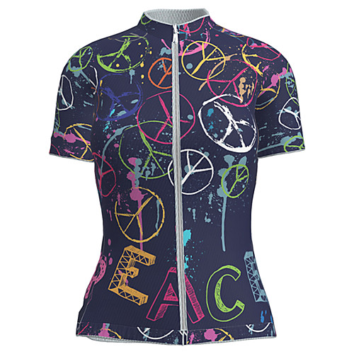 

21Grams Women's Short Sleeve Cycling Jersey Summer Nylon Polyester Black / Red Novelty Peace & Love Bike Jersey Top Mountain Bike MTB Road Bike Cycling Ultraviolet Resistant Quick Dry Breathable