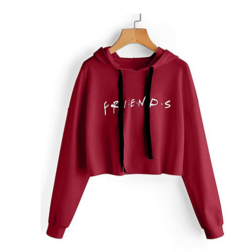 

Women's Hoodie Letter Basic White Black Red Gray S M L XL