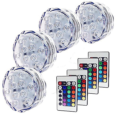 

Outdoor 4pcs 5 W Submersible Lights Underwater Lights for Swimming Pool Vases & Aquariums Waterproof Remote Controlled Dimmable Change 1.2 V Suitable 10 LED Beads