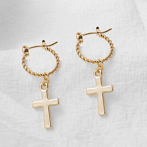 

Women's Hanging Cross Earrings Cross Statement Trendy Fashion Modern Cool Earrings Jewelry Gold For Formal Prom Date Street Festival