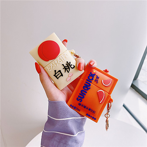 

Cute Peach Drink Silicone Case For Apple Airpods Cover Funny Cartoon Earphone Capa For Airpod 2 1 Headphones Case Box Funda