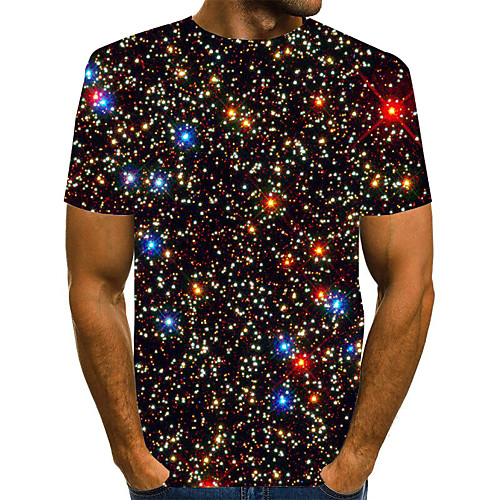 

Men's T shirt Graphic Plus Size Print Short Sleeve Daily Tops Streetwear Exaggerated Rainbow