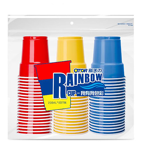 

Disposable Plastic Cups in Assorted Colors Cute Party Drinkware 2 Packs (120 Cups) 200ml