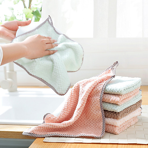 

Super Absorbent Dish Towels Kitchen Scouring Coral Velvet Soft Wipes Cleaning Cloth Pad Washing Dishcloths Dropshiping Tool 1pc