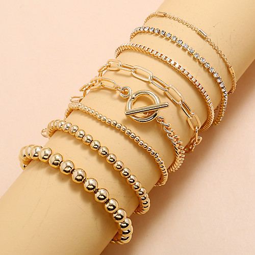 

8pcs Women's Chain Bracelet Bead Bracelet Vintage Bracelet Vintage Style Lucky Classic Vintage Trendy Fashion Boho Alloy Bracelet Jewelry Gold For Gift Date Birthday Beach Festival