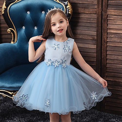 

Princess / Ball Gown Floor Length Wedding / Party Flower Girl Dresses - Satin / Tulle Sleeveless Jewel Neck with Bow(s) / Appliques