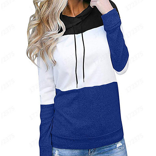 

Women's Hoodie Color Block Basic Wine Blue Army Green Gray S M L XL XXL