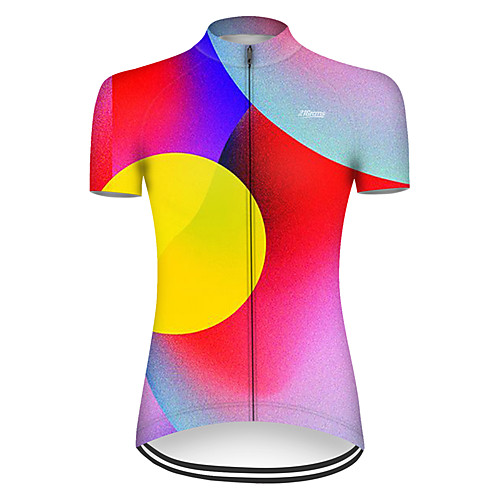 

21Grams Women's Short Sleeve Cycling Jersey Summer Nylon Polyester Red / Yellow Stripes Gradient 3D Bike Jersey Top Mountain Bike MTB Road Bike Cycling Ultraviolet Resistant Quick Dry Breathable