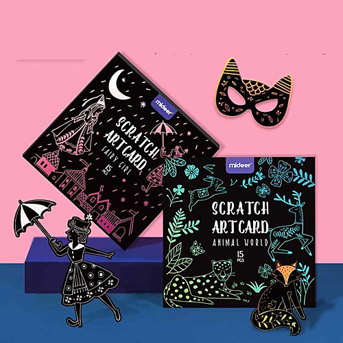 

Drawing Toy Scratch Art Set Magic Scratch Paper Cartoon Flower Animal Pure Paper Painting Creative Kid's Boys and Girls for Birthday Gifts or Party Favors