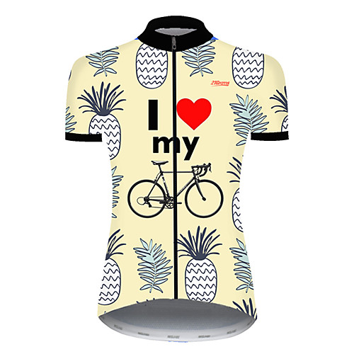 

21Grams Women's Short Sleeve Cycling Jersey Summer Nylon Polyester Red / Yellow Heart Pineapple Fruit Bike Jersey Top Mountain Bike MTB Road Bike Cycling Ultraviolet Resistant Quick Dry Breathable