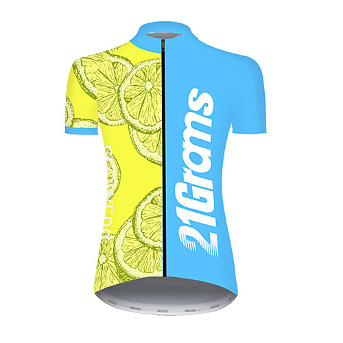 

21Grams Women's Short Sleeve Cycling Jersey Nylon Polyester BlueYellow Fruit Lemon Bike Jersey Top Mountain Bike MTB Road Bike Cycling Breathable Quick Dry Ultraviolet Resistant Sports Clothing