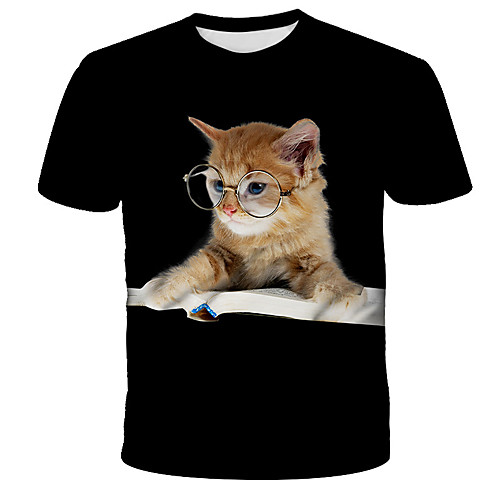 

Men's T shirt Graphic Print Short Sleeve Daily Tops Streetwear Exaggerated Black