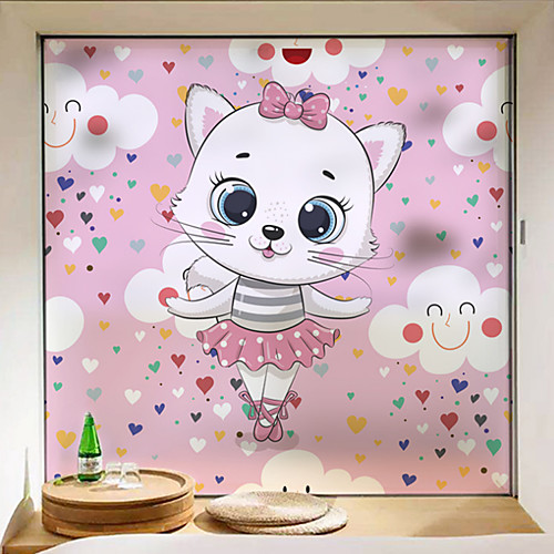 

Cute Cat Pattern Matte Window Sticker Bathroom Kitchen Kids Room Shop Living Room Bedroom Balcony Window Film 6058cm