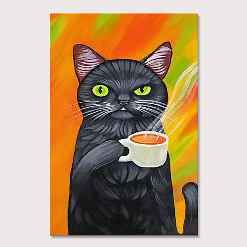 

Oil Painting Hand Painted Vertical Animals Pop Art Modern Rolled Canvas (No Frame)