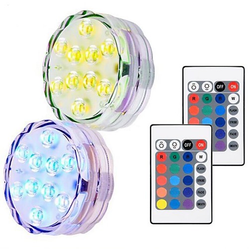 

2X SMD5050 Underwater Led Lamp With Remote Controlled RGB IP68 Submersible Light AAA Battery Operated For Vase Bowl Garden Party Swimming Pool Decor Lighting (come without battery)