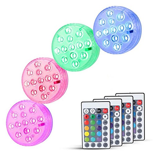 

Outdoor Submersible Lights 6W Underwater Lights Suitable for Swimming Pool Vases Aquariums Waterproof Remote Controlled Dimmable RGB White Batteries Powered 13 LED Beads