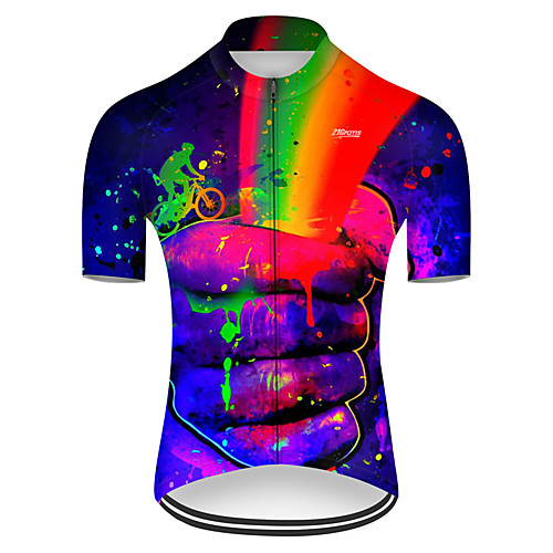 

21Grams Men's Short Sleeve Cycling Jersey Summer Nylon Polyester RedBlue Rainbow Gradient 3D Bike Jersey Top Mountain Bike MTB Road Bike Cycling Ultraviolet Resistant Quick Dry Breathable Sports