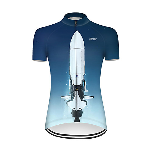 

21Grams Women's Short Sleeve Cycling Jersey Nylon Polyester Blue / White 3D Gradient Rocket Bike Jersey Top Mountain Bike MTB Road Bike Cycling Breathable Quick Dry Ultraviolet Resistant Sports