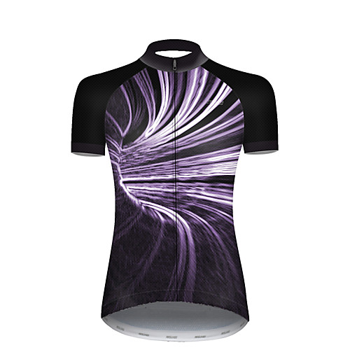 

21Grams Women's Short Sleeve Cycling Jersey Nylon Polyester Dark Purple 3D Stripes Gradient Bike Jersey Top Mountain Bike MTB Road Bike Cycling Breathable Quick Dry Ultraviolet Resistant Sports