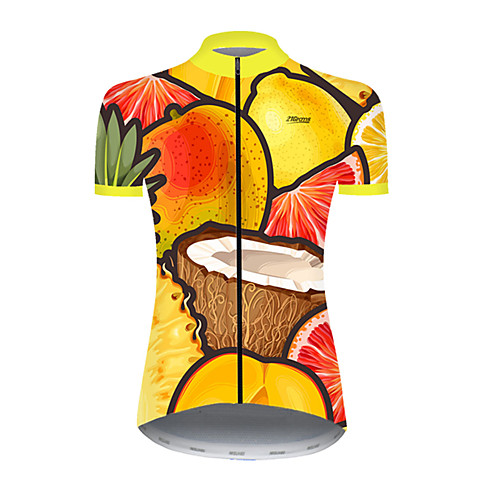 

21Grams Women's Short Sleeve Cycling Jersey Summer Nylon Polyester Orange Lemon Fruit Bike Jersey Top Mountain Bike MTB Road Bike Cycling Ultraviolet Resistant Quick Dry Breathable Sports Clothing