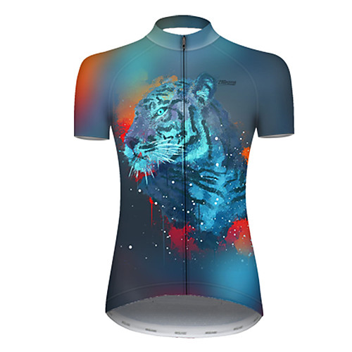 

21Grams Women's Short Sleeve Cycling Jersey Nylon Polyester Blue Gradient Animal Tiger Bike Jersey Top Mountain Bike MTB Road Bike Cycling Breathable Quick Dry Ultraviolet Resistant Sports Clothing