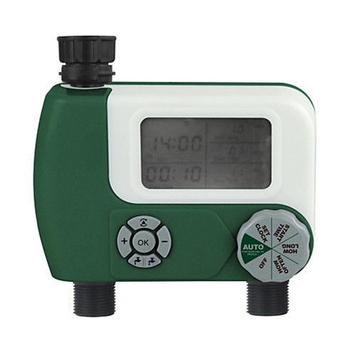 

Automatic Garden Irrigation Timer Programmable Digital Watering Sprinkler System Irrigation Controller with 2 Outlet for Garden