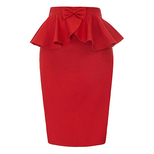 

Women's Basic Bodycon Skirts - Solid Colored Black Red S M L