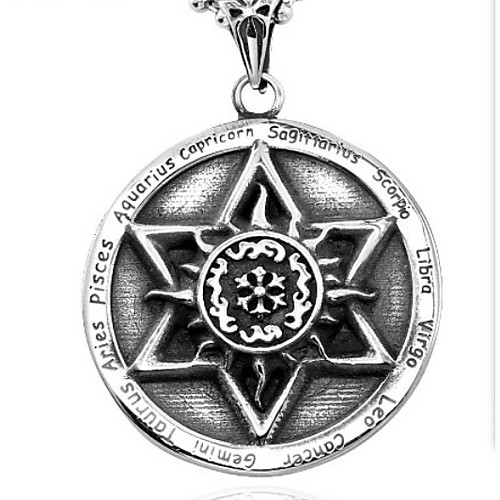 

Men's Pendant Necklace Drop Star of David Punk Hip Hop Titanium Steel Silver 253 cm Necklace Jewelry 1pc For Street Festival
