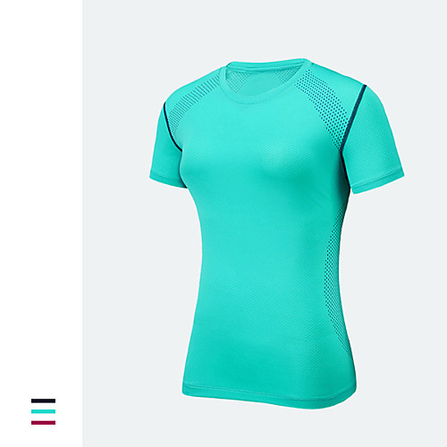 

Women's Short Sleeve Running Shirt Tee Tshirt Summer Elastane Quick Dry Breathable Soft Fitness Gym Workout Running Walking Jogging Sportswear Blue Fuchsia Dark Navy Activewear Stretchy