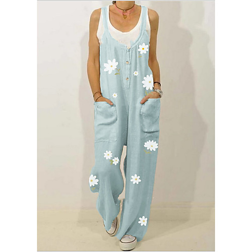 

Women's Black Blue Khaki Jumpsuit Geometric
