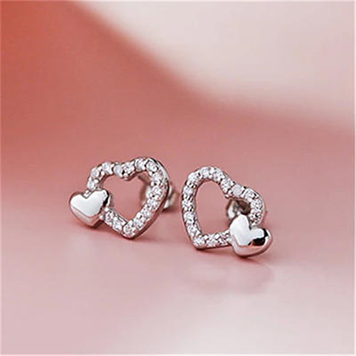 

Women's Stud Earrings Earrings Heart Fashion Sweet Heart Punk Trendy Romantic Sweet Cute Earrings Jewelry Silver For Gift Date Street Birthday Festival 1 Pair