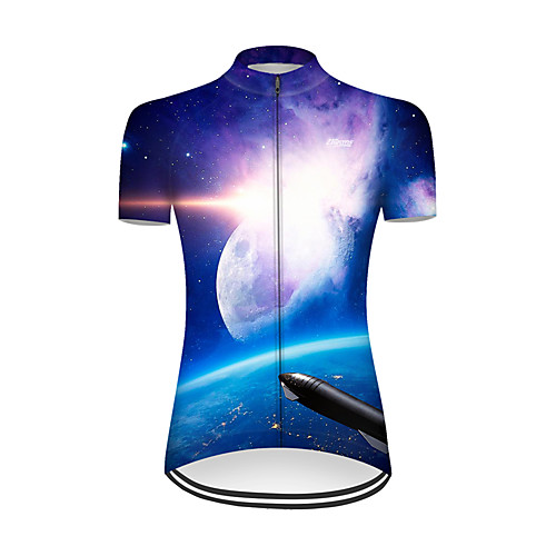 

21Grams Women's Short Sleeve Cycling Jersey Nylon Polyester Blue / White 3D Gradient Rocket Bike Jersey Top Mountain Bike MTB Road Bike Cycling Breathable Quick Dry Ultraviolet Resistant Sports