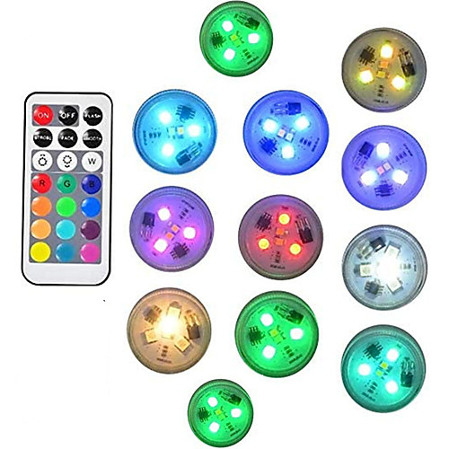 

Outdoor 12pcs 10pcs Remote Controlled RGB Submersible Light Underwater Night Lamp Swimming Pool Vase Bowl Outdoor Garden Wedding Party Decoration Battery Operated