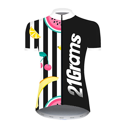 

21Grams Women's Short Sleeve Cycling Jersey Nylon Polyester Black / White Fruit Watermelon Banana Bike Jersey Top Mountain Bike MTB Road Bike Cycling Breathable Quick Dry Ultraviolet Resistant Sports