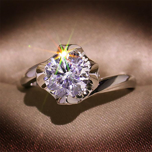 

Women's Ring Synthetic Tanzanite 1pc White Copper Imitation Diamond Round Stylish Gift Festival Jewelry Classic Flower