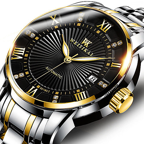 

WEISIKAI Men's Mechanical Watch Automatic self-winding Modern Style Stylish Stainless Steel Water Resistant / Waterproof Calendar / date / day Noctilucent Analog Classic Casual - BlackGloden