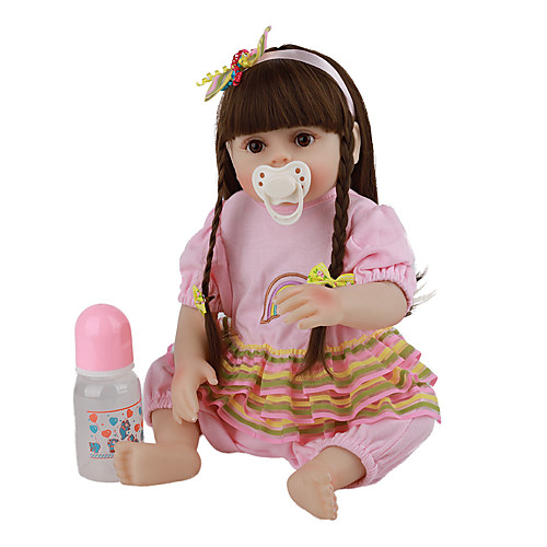 

FeelWind 18 inch Reborn Doll Baby & Toddler Toy Reborn Toddler Doll Baby Girl Gift Cute Lovely Parent-Child Interaction Tipped and Sealed Nails 3/4 Silicone Limbs and Cotton Filled Body LV074 with