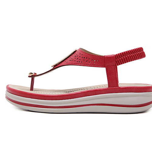 

Women's Sandals Summer Wedge Heel Open Toe Daily PU Almond / Black / Red